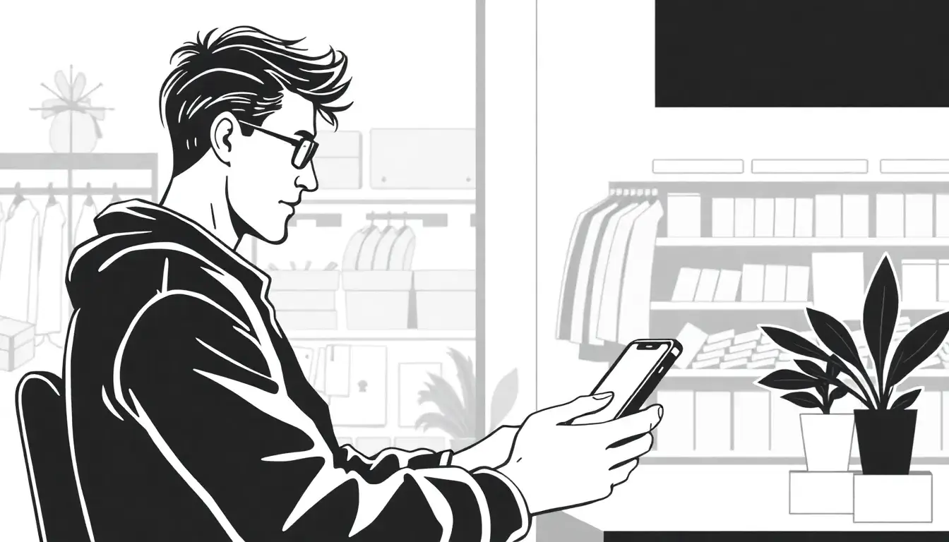 a guy using his iphone