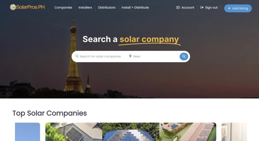 SolarPros homepage
